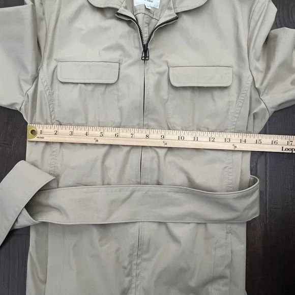 Rag‎ & Bone Trench Dress Womens 10 Khaki Tan Pilot Military Minimalist Full Zip - Picture 7 of 14